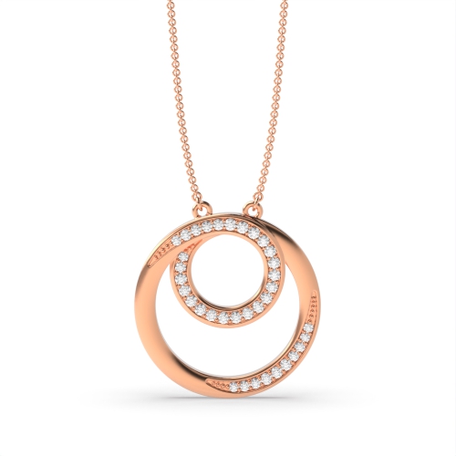 pave setting round shape diamond circle pendant