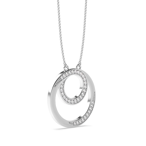 Pave Setting Round Radiance Circle Pendant Necklace