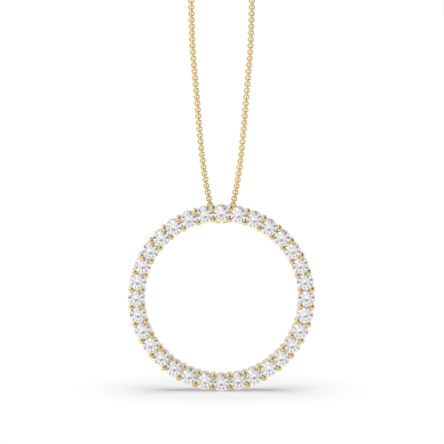 Prong Setting Round Diamond Circle Shape Pendant | Abelini London
