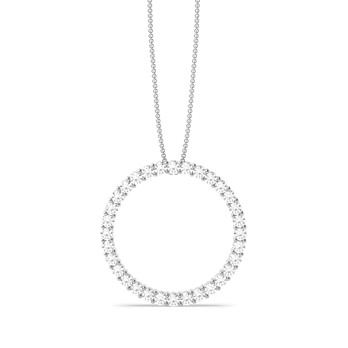 4 Prong Round Radiant Stud Circle Pendant Necklace