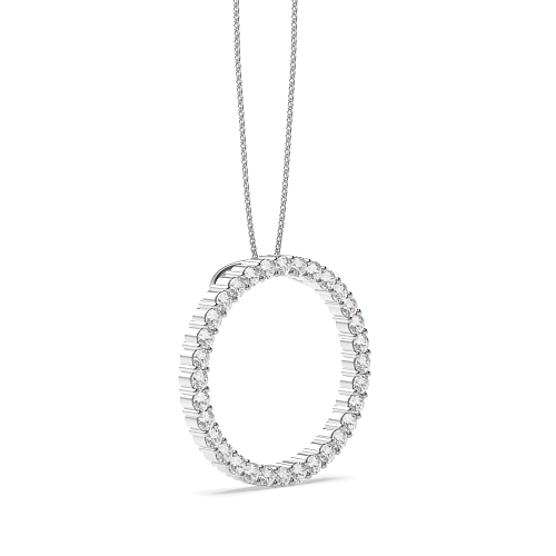 4 Prong Round Radiant Stud Circle Pendant Necklace