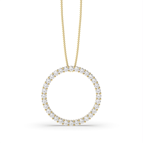 4 Prong Round Yellow Gold Radiant stud Pendant Necklaces