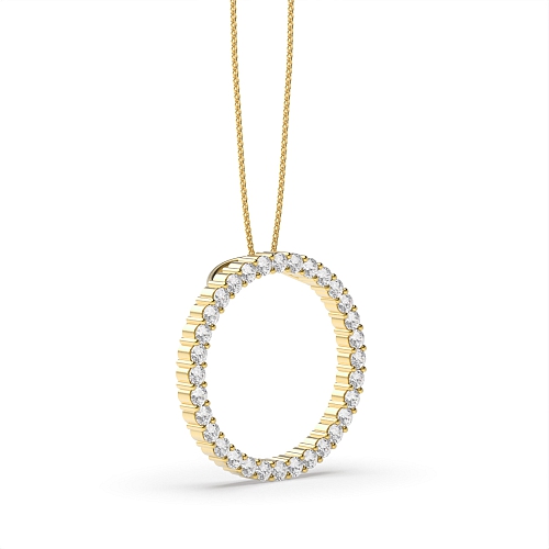 4 Prong Round Yellow Gold Radiant stud Pendant Necklaces
