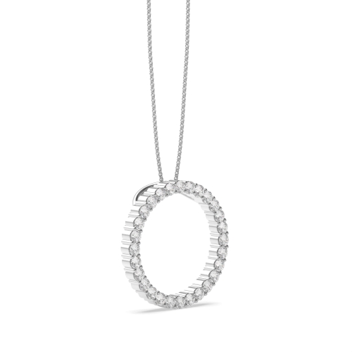 4 Prong Round Lustrous Stud Circle Pendant Necklace