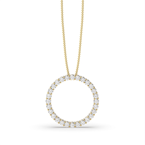 4 Prong Round Yellow Gold Lustrous stud Pendant Necklaces