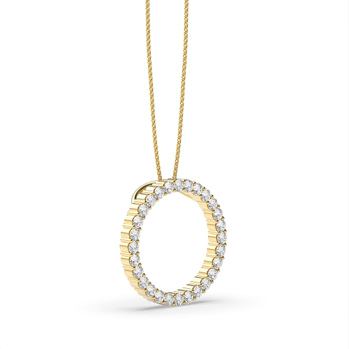 4 Prong Round Yellow Gold Lustrous stud Pendant Necklaces