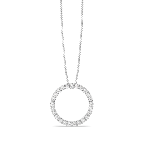 4 Prong Round Silver Gleaming stud Circle Pendant Necklaces