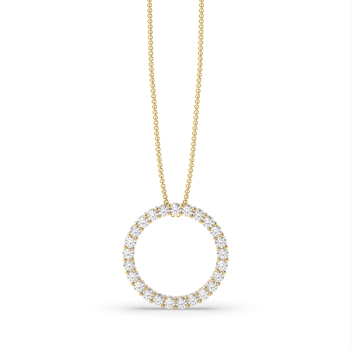 4 Prong Round Yellow Gold Gleaming stud Pendant Necklaces