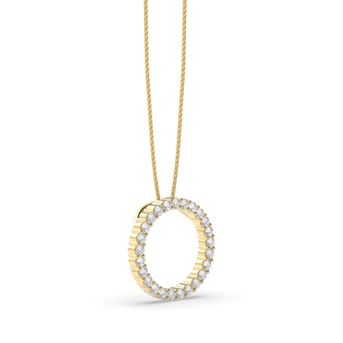 4 Prong Round Yellow Gold Gleaming stud Pendant Necklaces