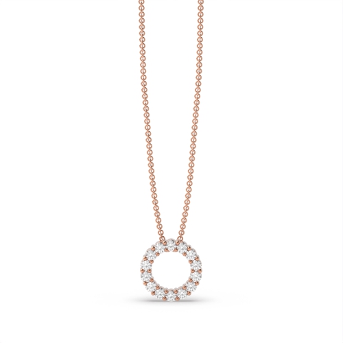 4 Prong Round Rose Gold Circle Pendant Necklaces