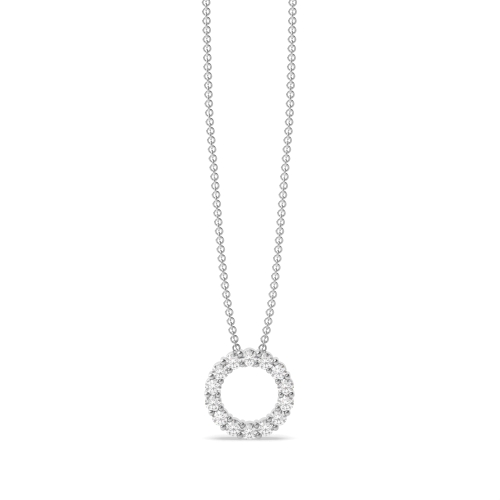4 Prong Round Silver Classic Circle Pendant Necklaces