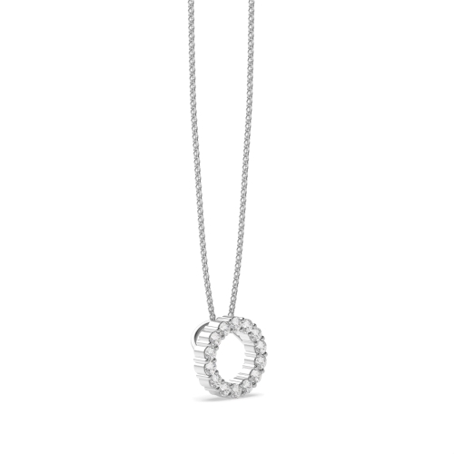 4 Prong Round Silver Classic Circle Pendant Necklaces