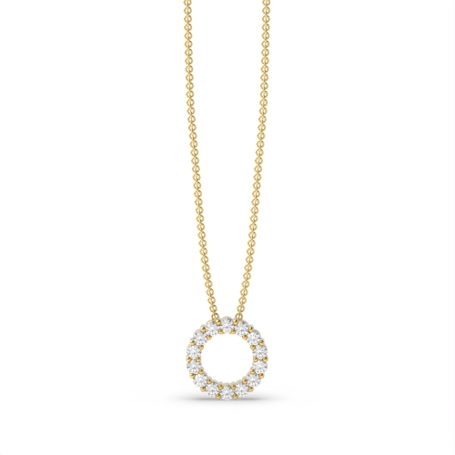 4 Prong Round Yellow Gold Classic Pendant Necklaces