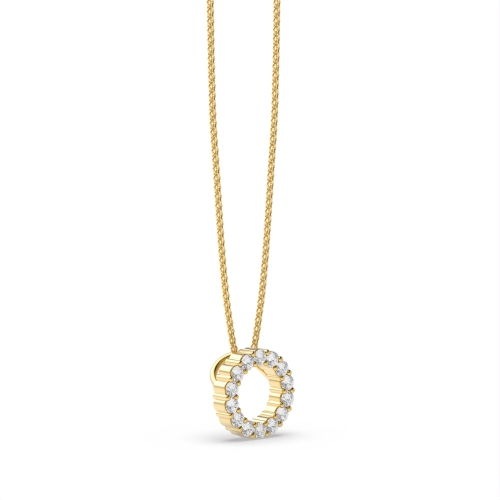 4 Prong Round Yellow Gold Classic Pendant Necklaces