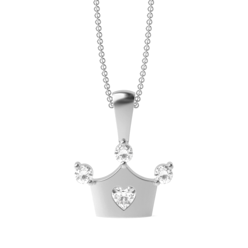 Prong Heart Crown Pendant Necklaces