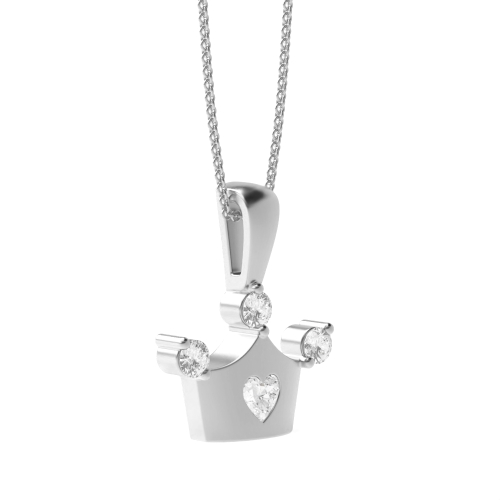 Prong Heart Crown Pendant Necklaces