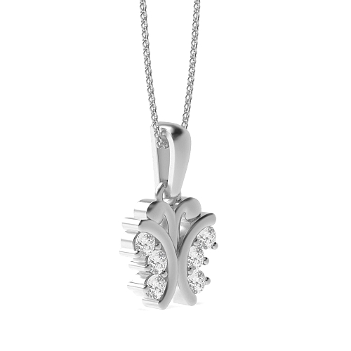 3 Prong Round Silver Shimmer stud Pendant Necklaces