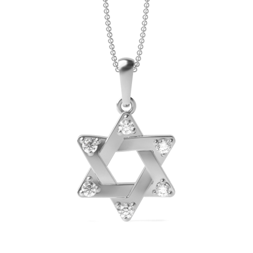 3 Prong Round Silver Star Pendant Necklaces