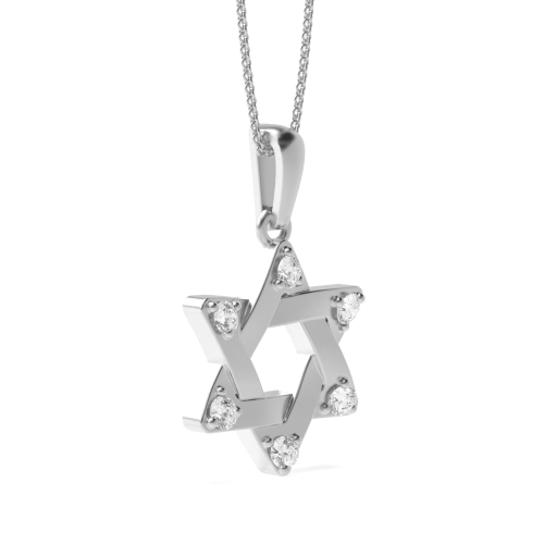 3 Prong Round Silver Star Pendant Necklaces