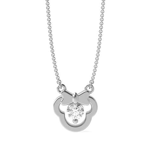 3 Prong Round Bow Lab Grown Diamond Pendant Necklaces