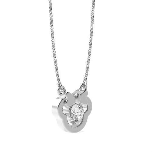 3 Prong Round Bow Lab Grown Diamond Pendant Necklaces
