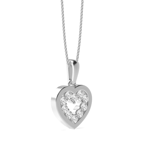 Pave Setting Round Silver Glowing stud Pendant Necklaces