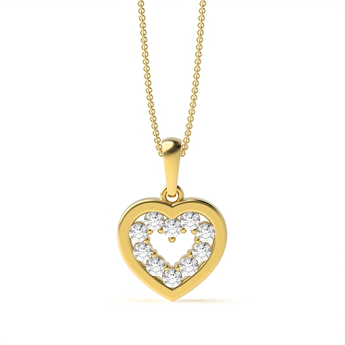 Pave Setting Round Yellow Gold Glowing stud Pendant Necklaces