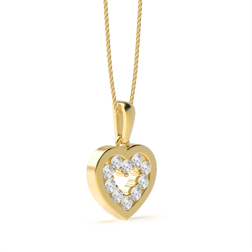 Pave Setting Round Yellow Gold Glowing stud Pendant Necklaces