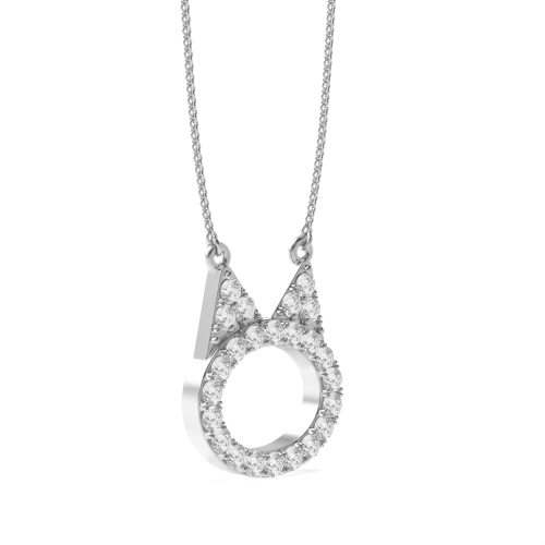 Pave Setting Round Silver Accent cat Pendant Necklaces