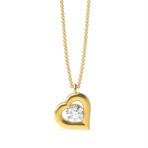 Channel Setting Round Yellow Gold Sparkling stud Pendant Necklaces