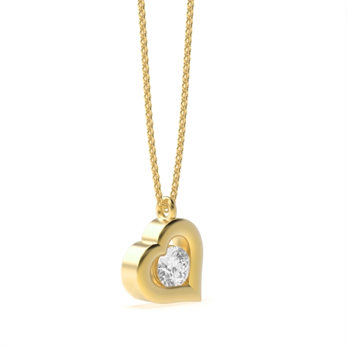 Channel Setting Round Yellow Gold Sparkling stud Pendant Necklaces