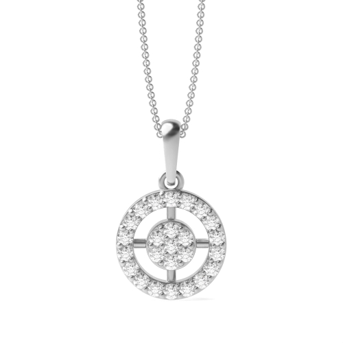 Pave Setting Round Platinum Brilliant stud Cluster Pendant Necklaces