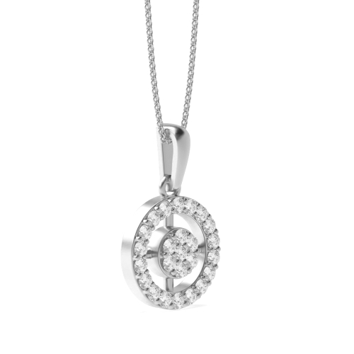 Pave Setting Round Platinum Brilliant stud Cluster Pendant Necklaces