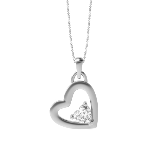 Prong Heart Dazzling stud Naturally Mined Diamond Pendant Necklaces