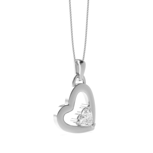Prong Heart Dazzling stud Naturally Mined Diamond Pendant Necklaces