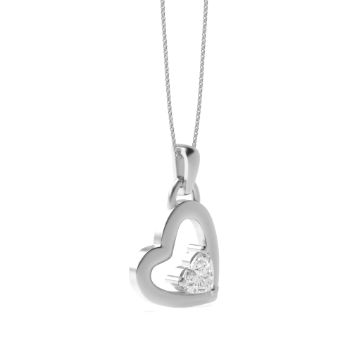 Prong Silver Heart Pendant Necklace