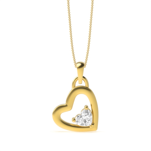 Prong Heart Yellow Gold Dazzling stud Pendant Necklaces