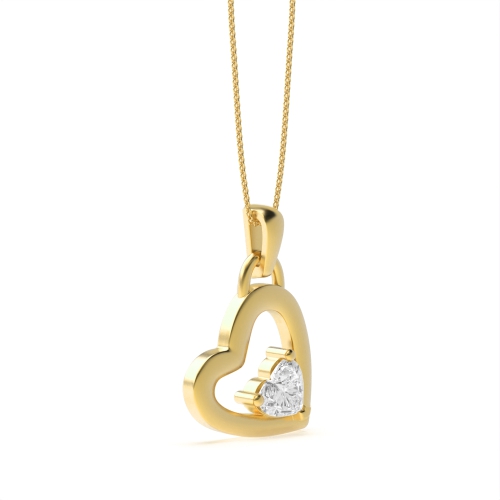 Prong Heart Yellow Gold Dazzling stud Pendant Necklaces