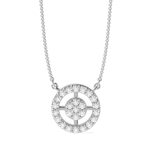 Pave Setting Round Circle Pendant Necklace