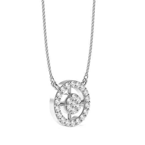 Pave Setting Round Circle Pendant Necklace