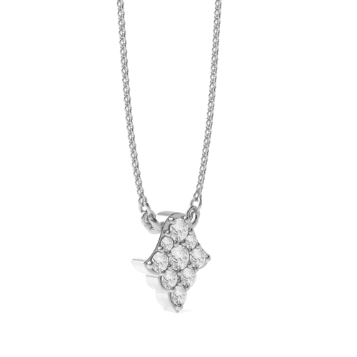 Pave Setting Round Silver Glint stud Pendant Necklaces