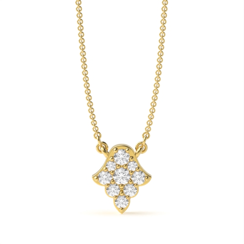 Pave Setting Round Yellow Gold Glint stud Pendant Necklaces