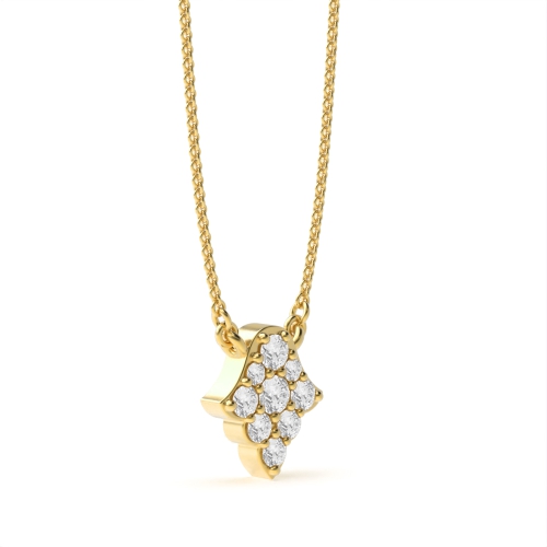 Pave Setting Round Yellow Gold Glint stud Pendant Necklaces