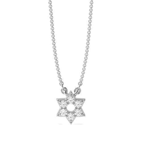 Pave Setting Round Silver Star Pendant Necklaces