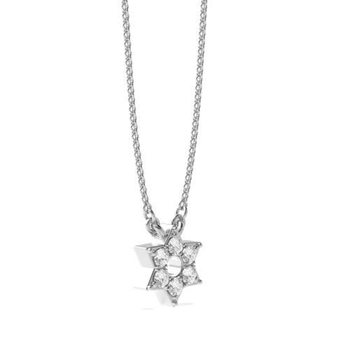 Pave Setting Round Silver Star Pendant Necklaces