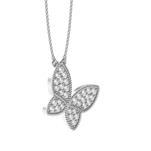 4 Prong Round Butterfly Pendant Necklaces