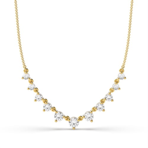 3 Prong Round Yellow Gold Shine stud Pendant Necklaces