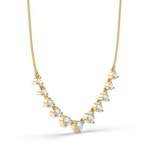 3 Prong Round Yellow Gold Shine stud Pendant Necklaces