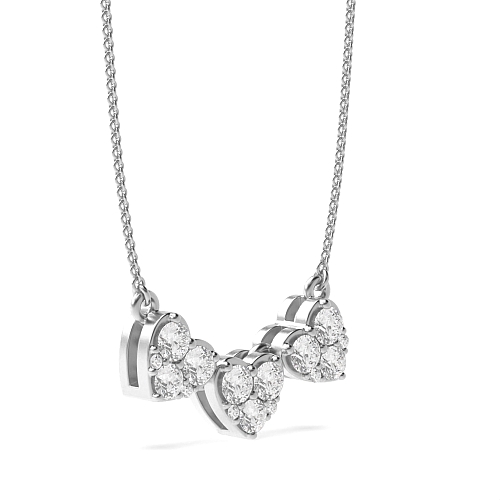 4 Prong Round Radiant stud Heart Pendant Necklaces