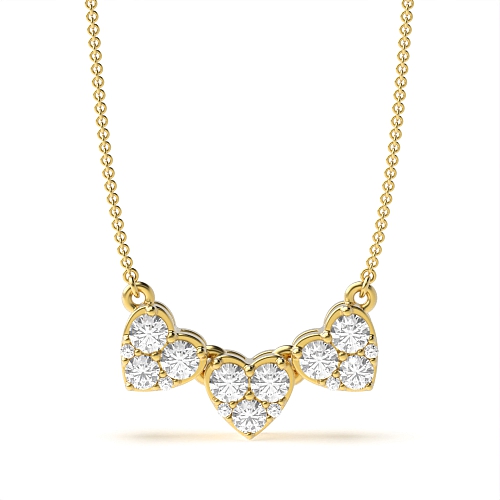 4 Prong Round Yellow Gold Radiant stud Pendant Necklaces